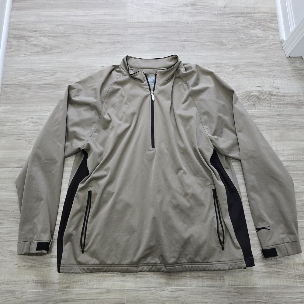 Slazenger Pullover Golf Jacket Tan Polyester 1/4 Zip Size XL Mens Windbreaker